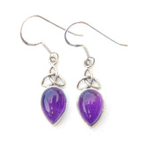 Boucles d'oreilles en argent sterling 925 avec pierres précieuses Triquetra