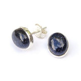 925 Sterling Silver Large Oval Gemstone Stud Earrings