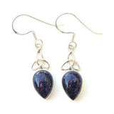 Boucles d'oreilles en argent sterling 925 avec pierres précieuses Triquetra