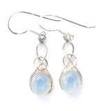 Boucles d'oreilles en argent sterling 925 avec nœud celtique ovale et pierres précieuses