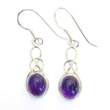 Boucles d'oreilles en argent sterling 925 avec nœud celtique ovale et pierres précieuses