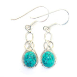 Boucles d'oreilles en argent sterling 925 avec nœud celtique ovale et pierres précieuses