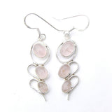 925 Sterling Silver Triple Gemstone Wave Earrings.