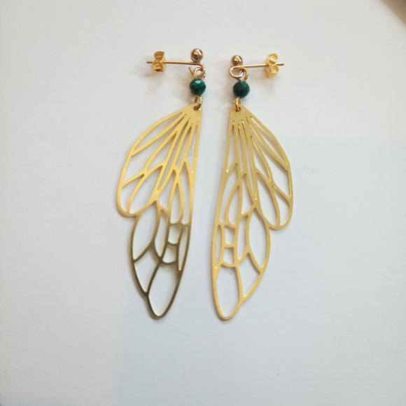 Malachite dragonfly earrings