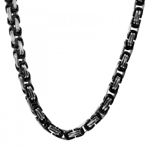 316L Stainless Steel and Black Anodised Bizantine Chain