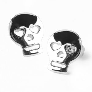 316L Stainless Steel Skull with Heart Eyes Studs