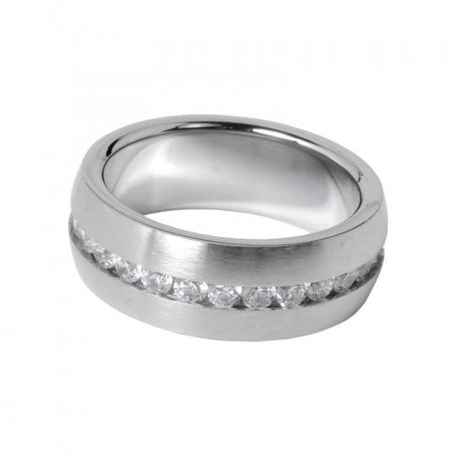 316L Stainless Steel Ring with Clear Diamantés