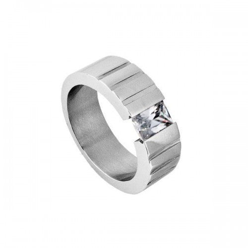 316L Stainless Steel Ring with Tension Set Diamanté