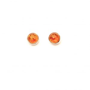 925 Sterling Silver 4mm Round Amber Studs