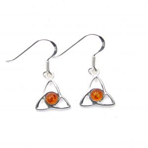 925 Sterling Silver Amber Triquetra Hooks