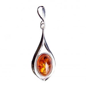 925 Sterling Silver Vulvic Amber Pendant