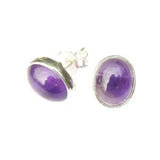 925 Sterling Silver Large Oval Gemstone Stud Earrings