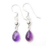 925 Sterling Silver Teardrop Gemstone Earrings with Sterling Silver Bead