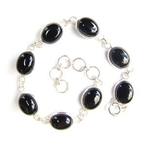 925 Sterling Silver Oval Gemstone Bracelet