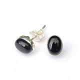 925 Sterling Silver Medium Oval Gemstone Stud Earrings