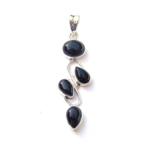 Pendentif en argent sterling 925 avec quatre pierres précieuses