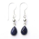 925 Sterling Silver Teardrop Gemstone Earrings with Sterling Silver Bead