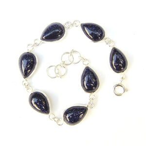 925 Sterling Silver Teardrop Gemstone Bracelet