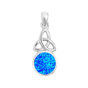 925 sterling silver medium triquetra blue opal pendant