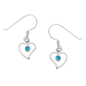 925 Sterling Silver Dainty Heart Earrings with Turquoise Gemstones