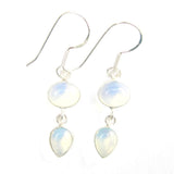 925 Sterling Silver Double Drop Gemstone Earrings