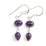 925 Sterling Silver Double Drop Gemstone Earrings