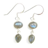 925 Sterling Silver Double Drop Gemstone Earrings