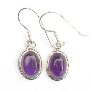 925 Sterling Silver Double Framed Oval Gemstone Earrings