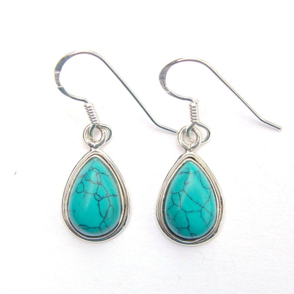 925 Sterling Silver Double Framed Teardrop Gemstone Earrings