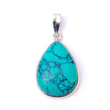 925 Sterling Silver Double Framed Teardrop Gemstone Pendant.