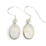 925 Sterling Silver Double Framed Oval Gemstone Earrings