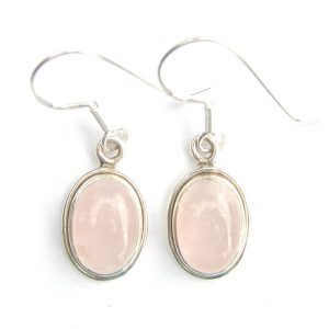 925 Sterling Silver Double Framed Oval Gemstone Earrings