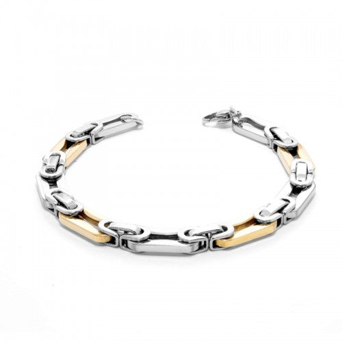 316L Stainless Steel & Gold Anodised Oval Link Bracelet