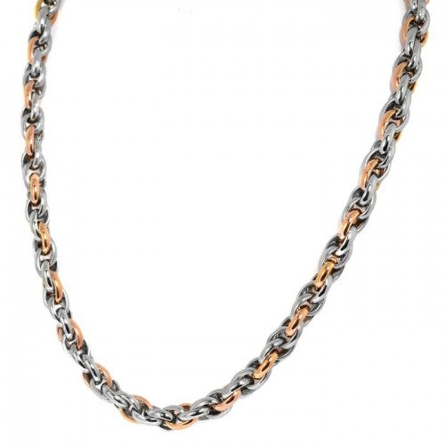 316L Stainless Steel Thick Rope Chain with Rose Gold
