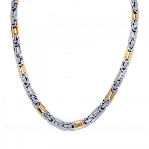 316L Stainless Steel and Gold Anodised Flat Oval Chain