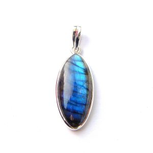 925 Sterling Silver Medium Marquise Gemstone Pendant.