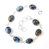 925 Sterling Silver Oval Gemstone Bracelet