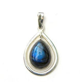 925 Sterling Silver Outline Teardrop Gemstone Pendant