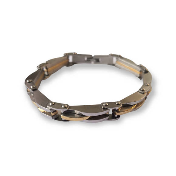 316L Stainless Steel/Gold Anodised Chunky Bracelet