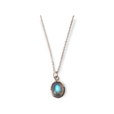 925 Sterling Silver Small Oval Gemstone Pendant