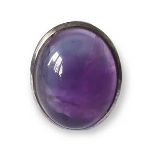 925 Sterling Silver Large Oval Amethyst Gemstone Ring