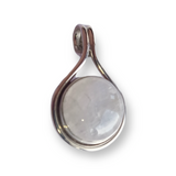 925 Sterling Silver Round Gemstone Set in Teardrop Pendant