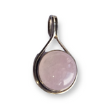 925 Sterling Silver Round Gemstone Set in Teardrop Pendant