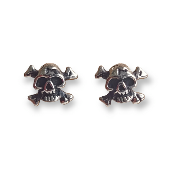 316L Stainless Steel 3D Skull & Cross Bones Studs
