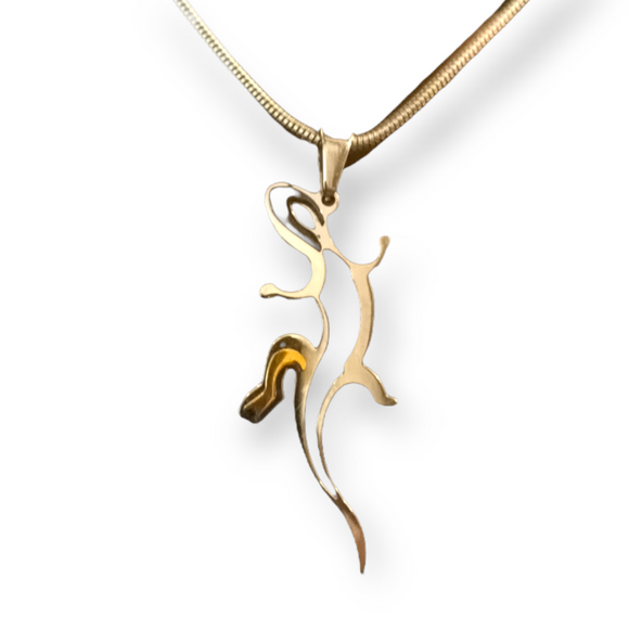 316L Stainless Steel, Gold Plated & Black Anodised Lizard Pendant