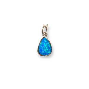 925 Sterling Silver Blue Opal Small Teardrop Pendant