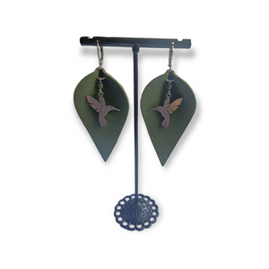 Leaf & Hummingbird Earrings