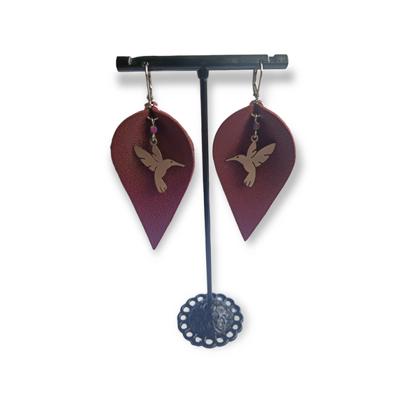 Leaf & Hummingbird Earrings