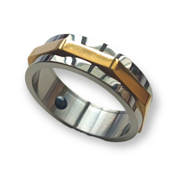 316L Stainless Steel & Gold Plated Hex Nut Twiddle Ring
