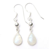 925 Sterling Silver Teardrop Gemstone Earrings with Sterling Silver Bead